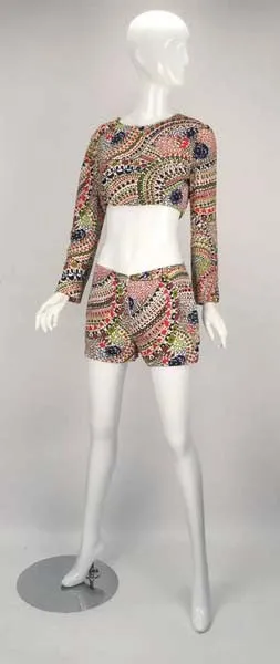 1960s Couture Christian Dior Paris Beach Short and Sarong Co Ord