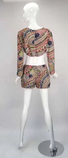 1960s Couture Christian Dior Paris Beach Short and Sarong Co Ord