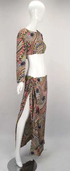 1960s Couture Christian Dior Paris Beach Short and Sarong Co Ord