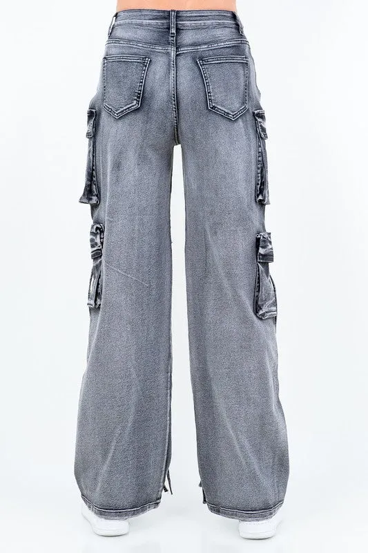 Acid Stacked Cargo Pants