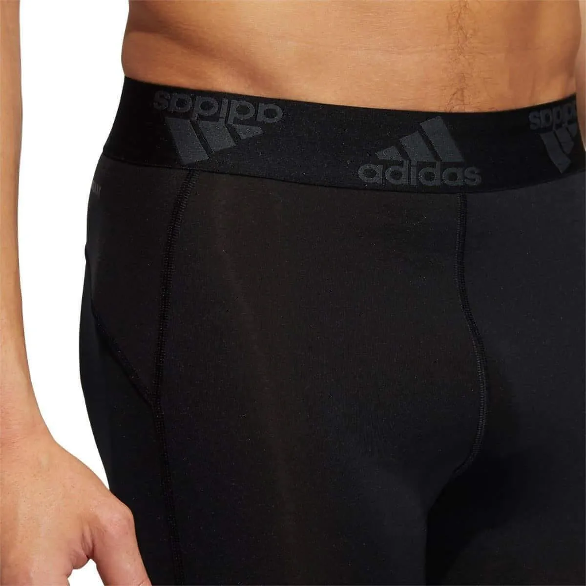 adidas Tech-Fit 3 Stripes Mens Long Training Tights - Black