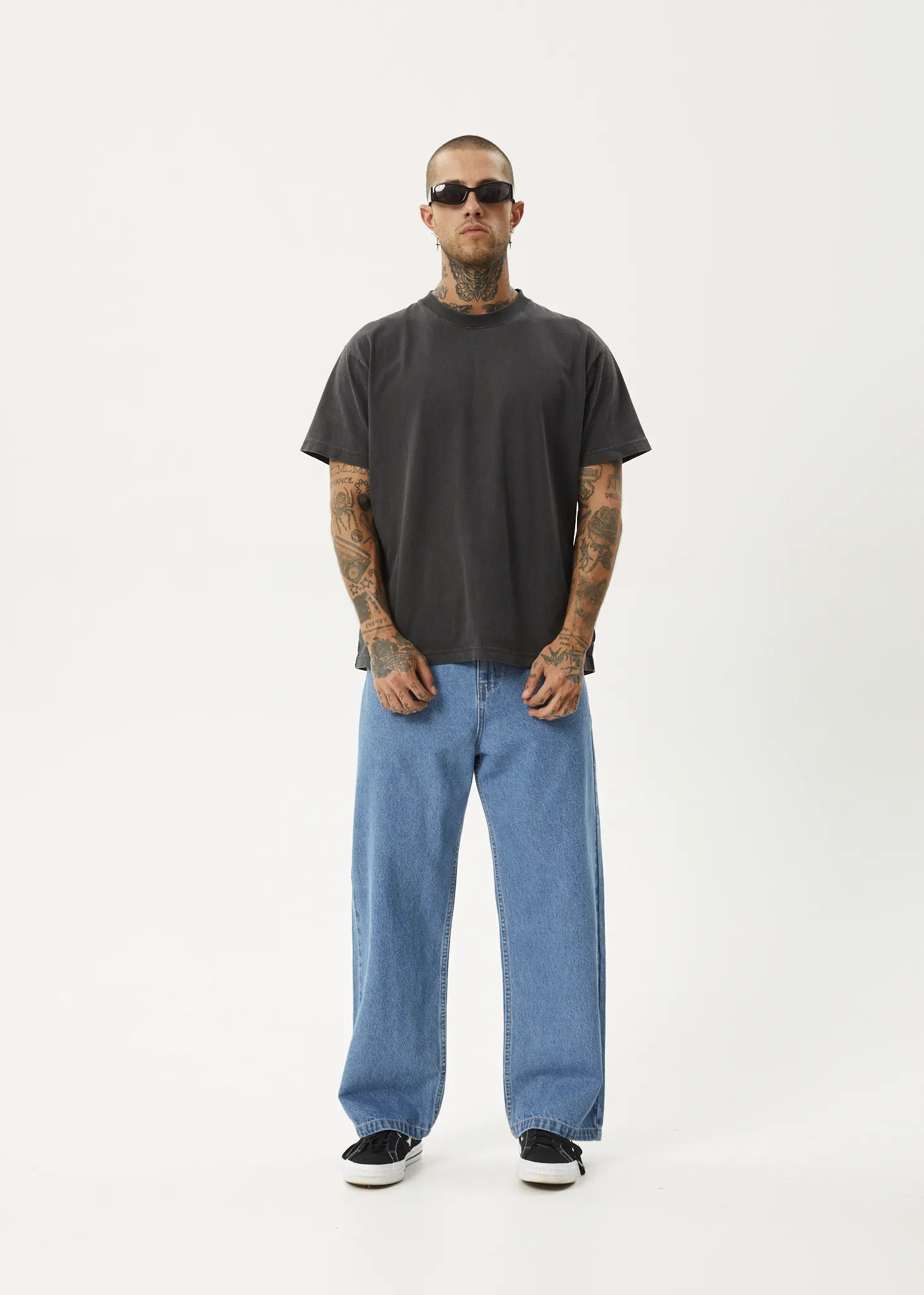 AFENDS Mens Pablo - Denim Baggy Fit Jean - Worn Blue