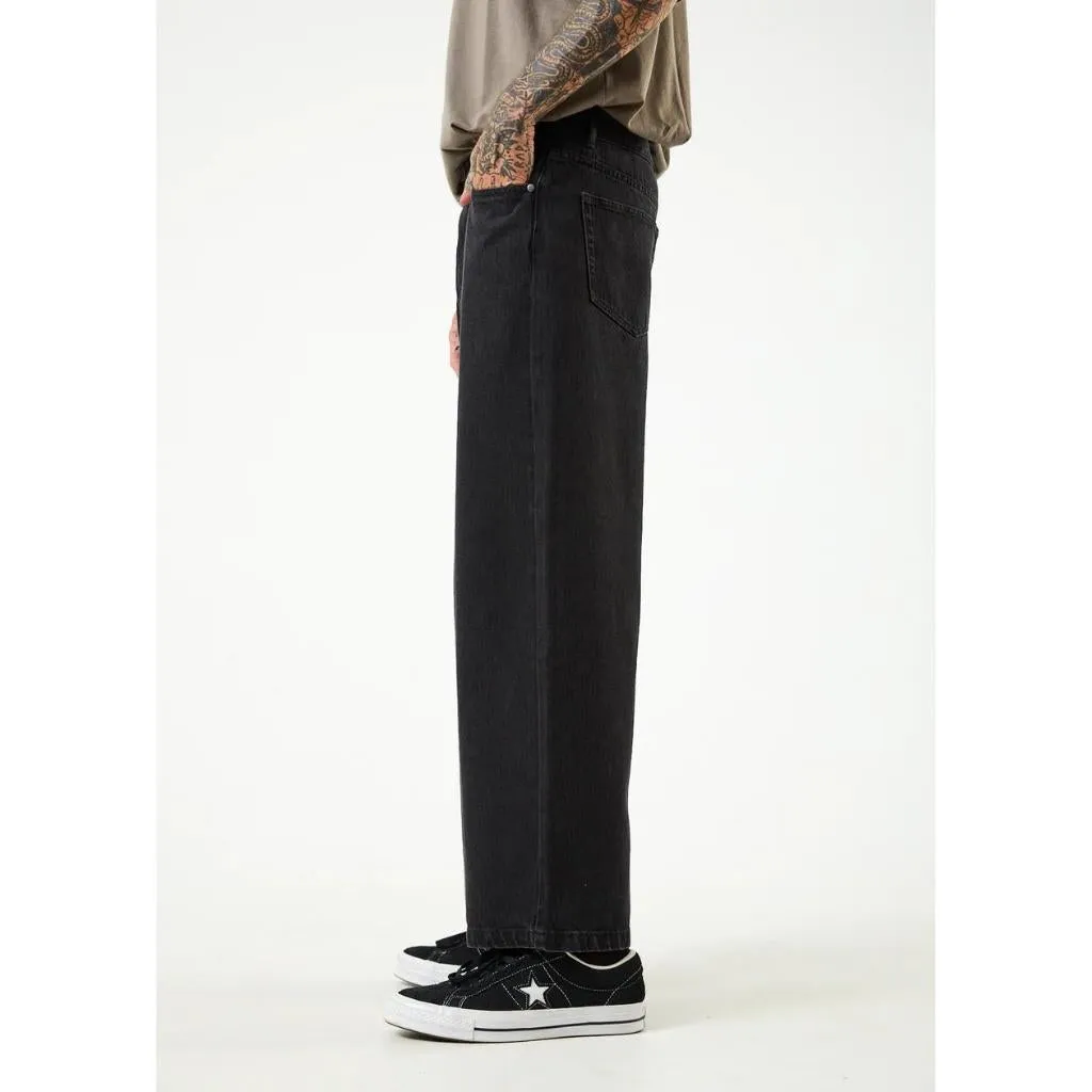 Afends Pablo Hemp Denim Baggy Jeans - Washed Black