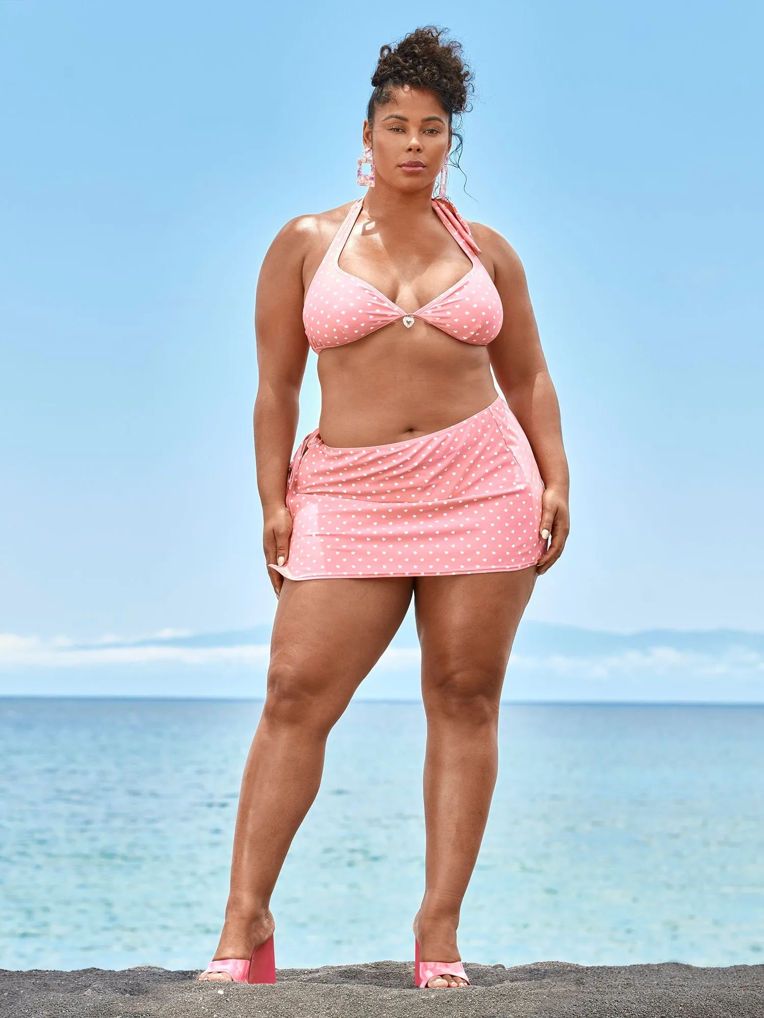 'Agent Jones' Heart Print Swim Skirt  - Tabria Majors X FTF