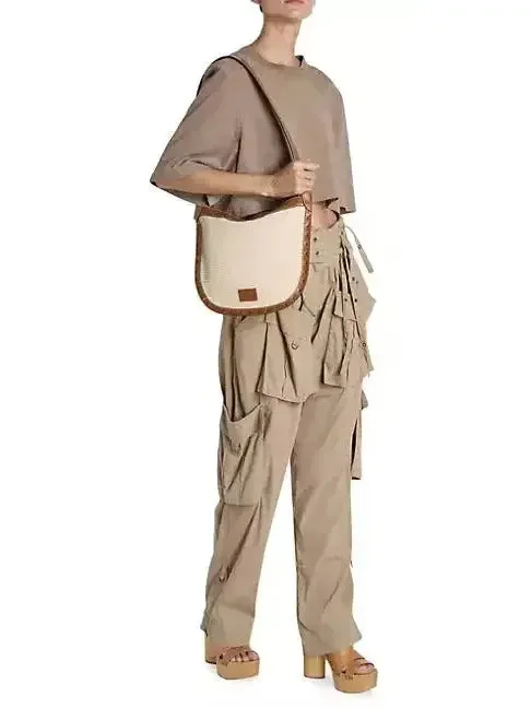 Beige Mid-Rise Cargo Pants