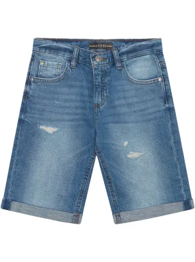 Blue Denim Linen Shorts