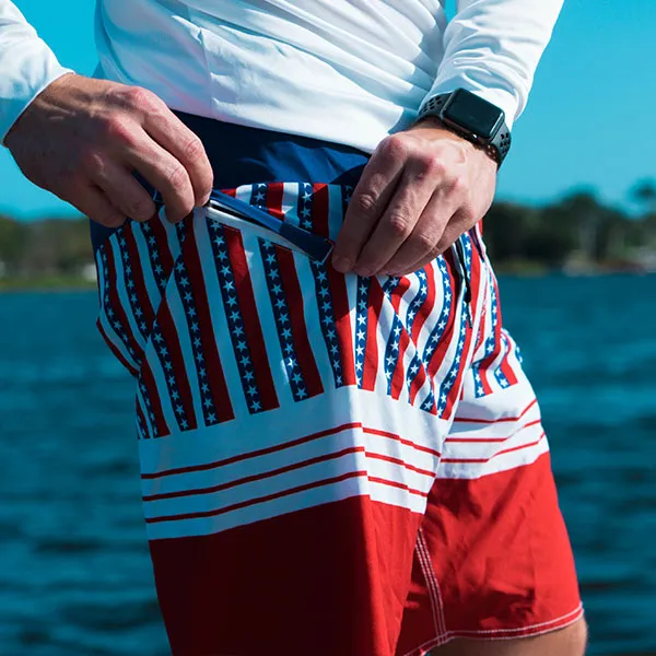 Board Shorts | Stars & Stripes | Silver SA Shield