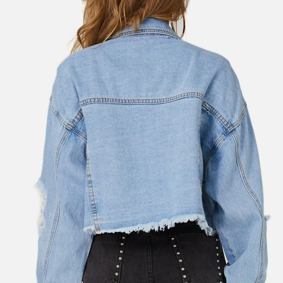 Destroyed Detailed Denim Jacket