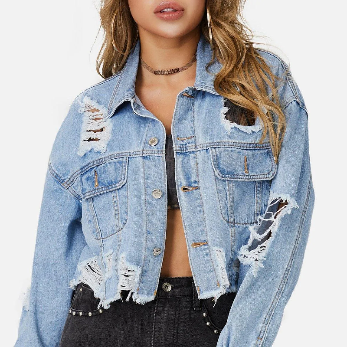 Destroyed Detailed Denim Jacket