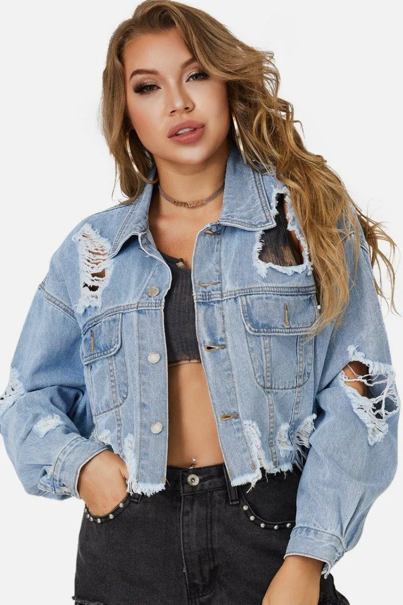 Destroyed Detailed Denim Jacket