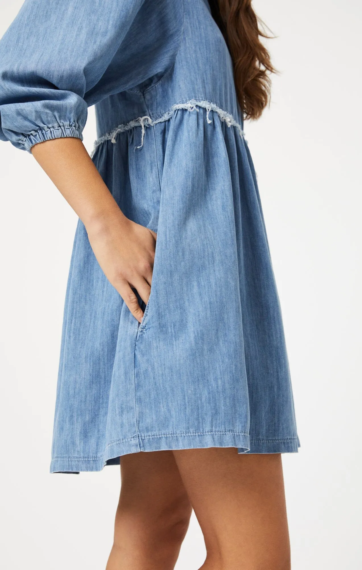 DORY DRESS IN MID BLUE LIGHT DENIM