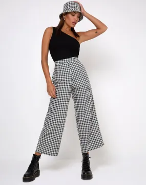 Gamila Culotte Trouser in Gingham Cream