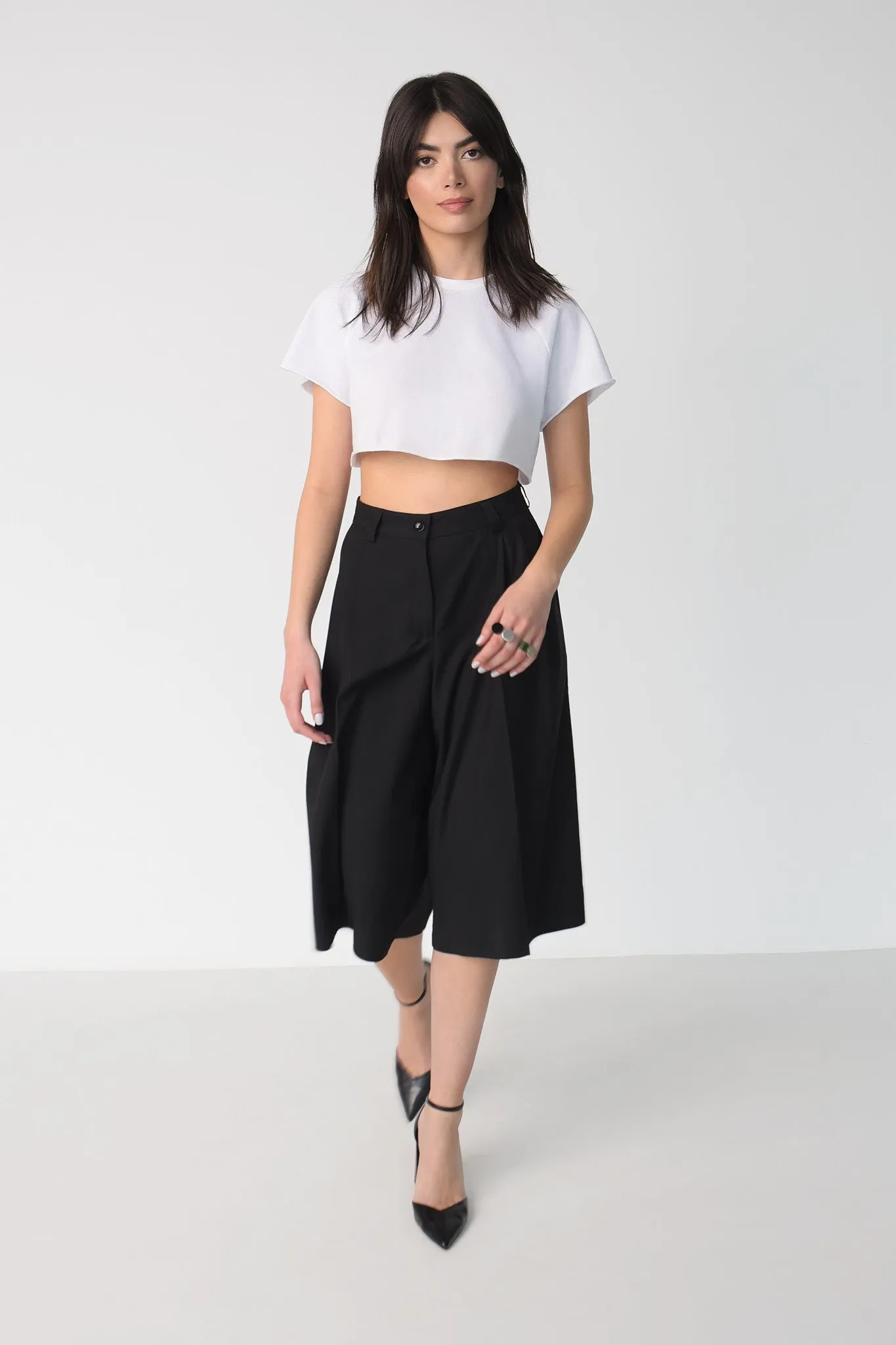 High waist culottes in black