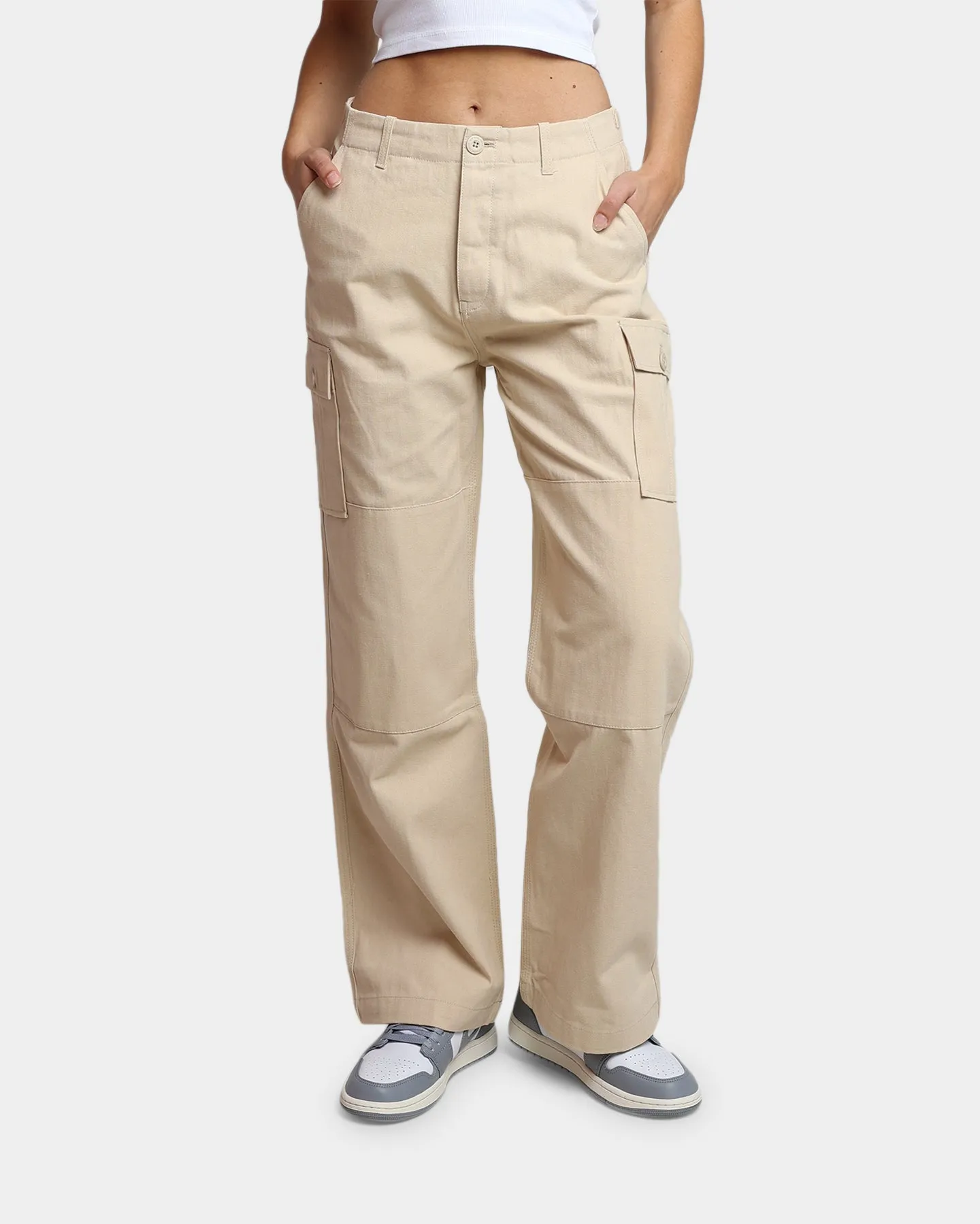 HUF Women's Double Knee Cargo Pants Stone