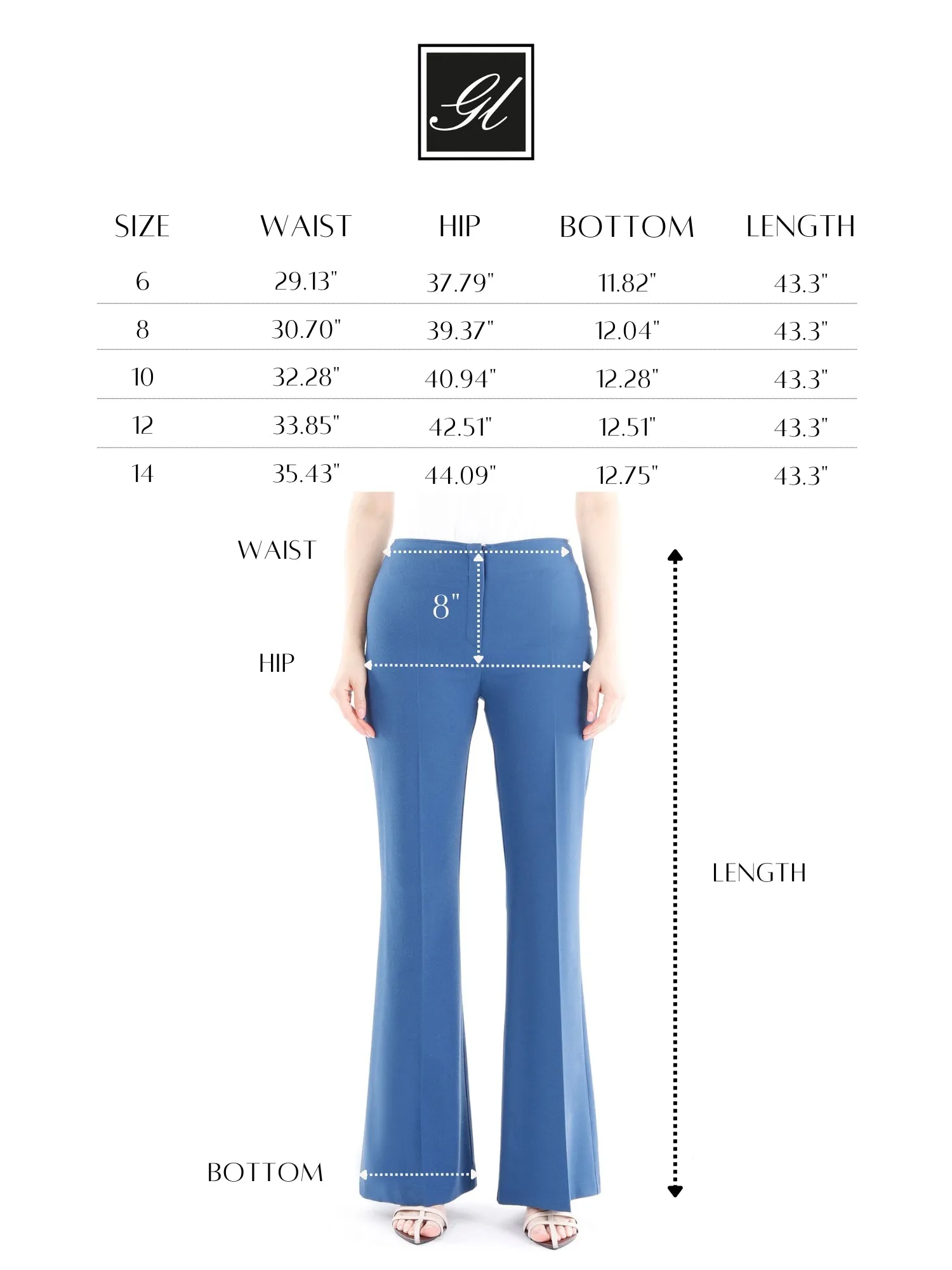 Indigo Bootcut Pants - High Waisted Flare Trousers