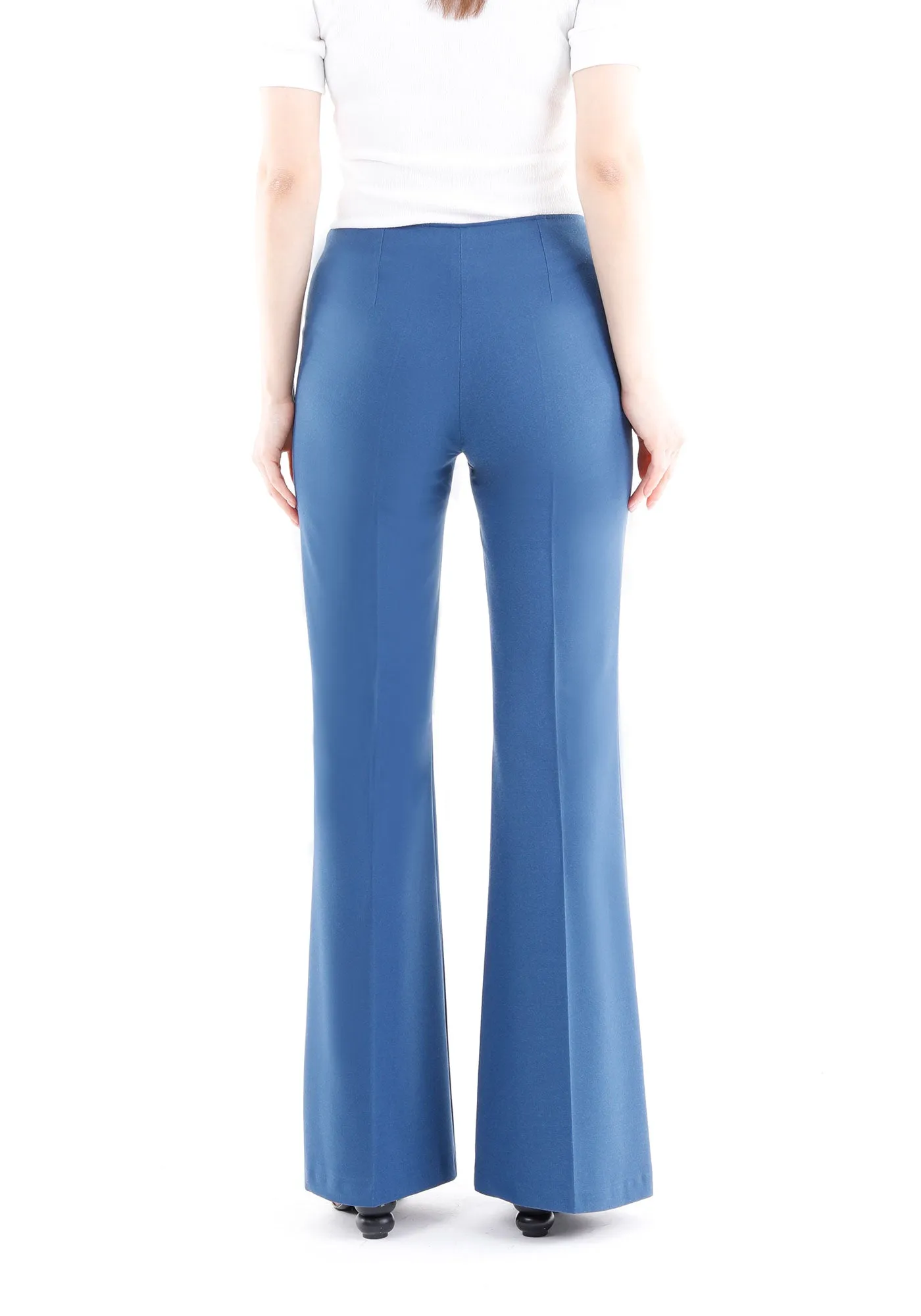 Indigo Bootcut Pants - High Waisted Flare Trousers