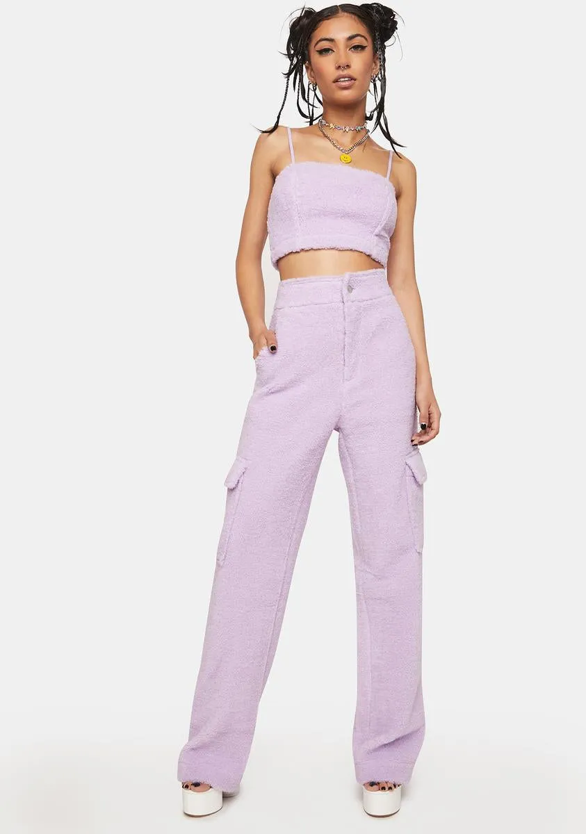 Lilac No Repeats Sherpa Pants