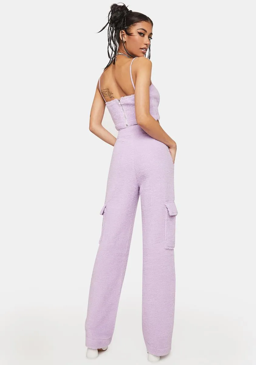 Lilac No Repeats Sherpa Pants