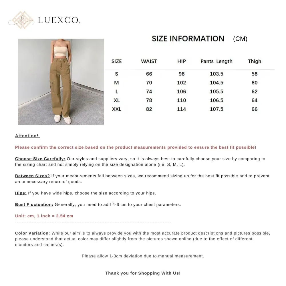 Luexco Women's Wide-Leg Cargo Pants