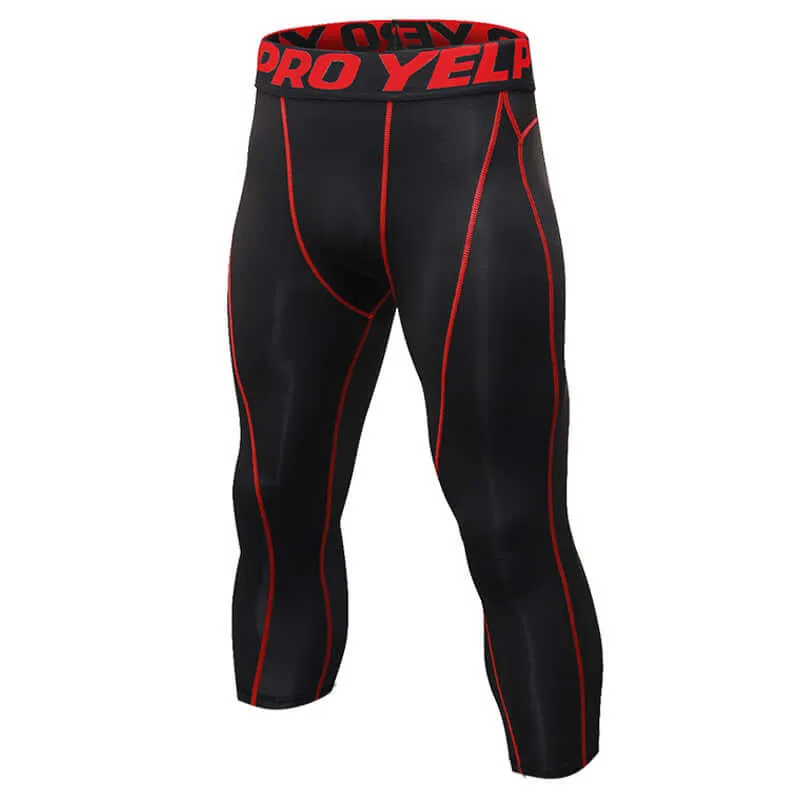 Men's 3/4 Compression Sports Leggings - Flexible Running Tights