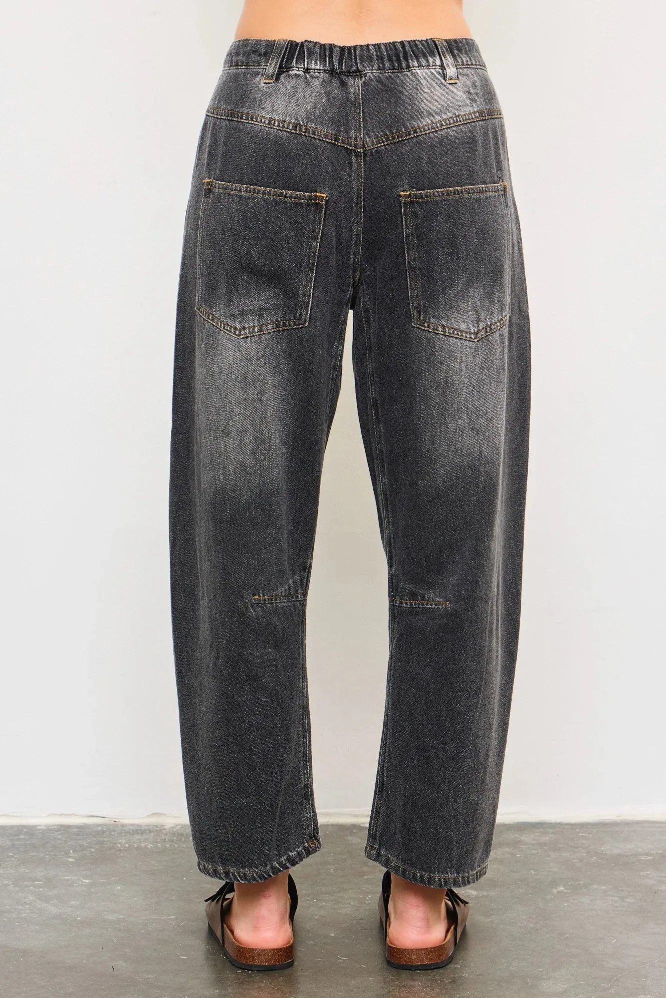 Mid Waist Long Pocket Baggy Balloon Jeans