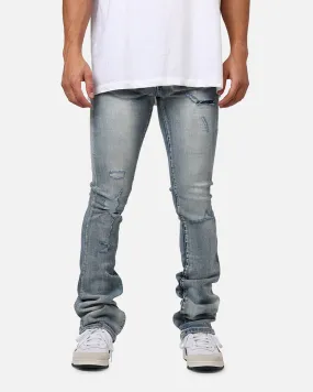 MNML X635 Ripped Flare Denim Jeans Blue