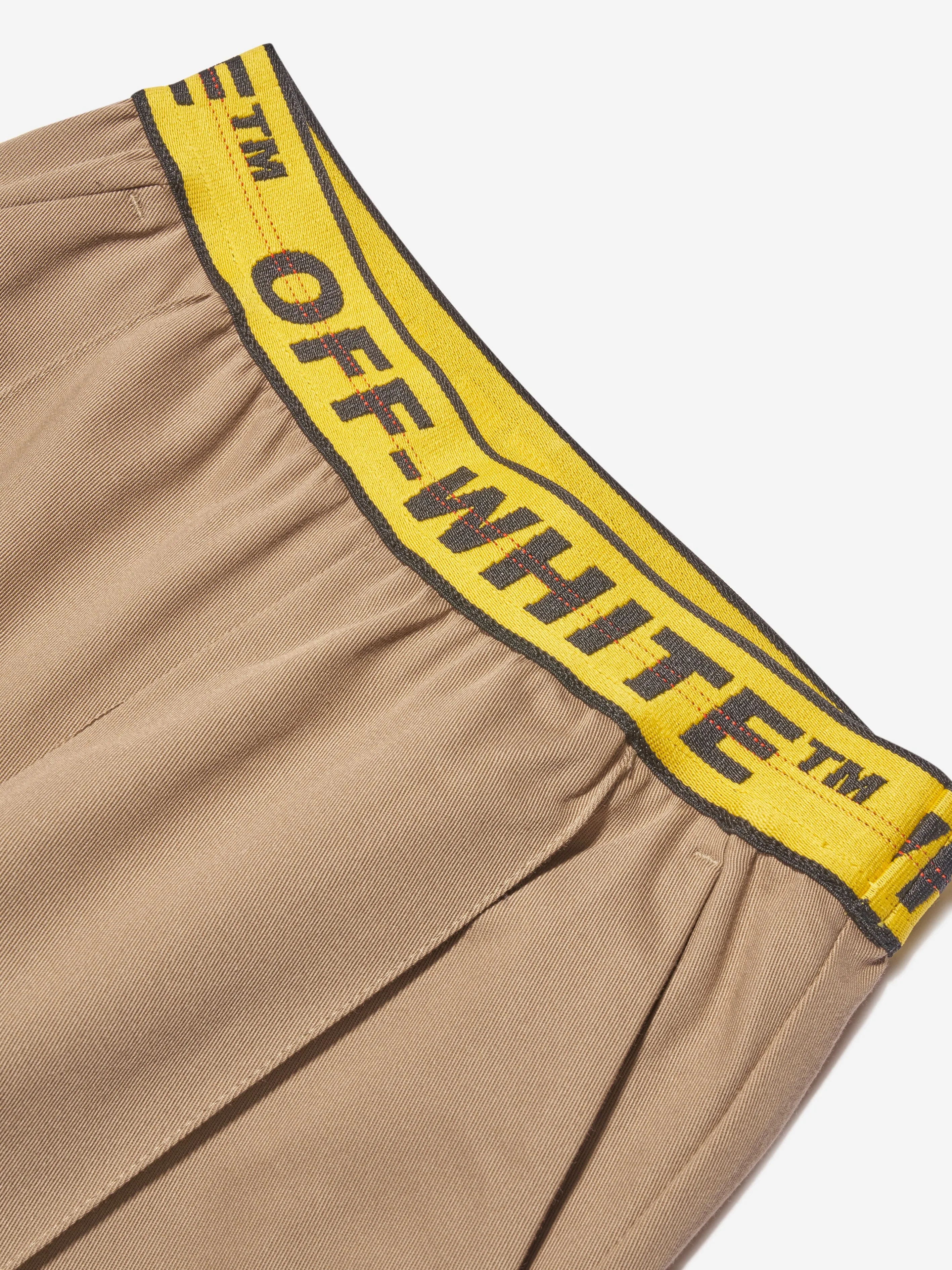 Off-White Boys Logo Industrial Chino Trousers in Beige