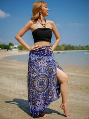 Purple Orange Paisley Mandala Boho Wrap Skirt