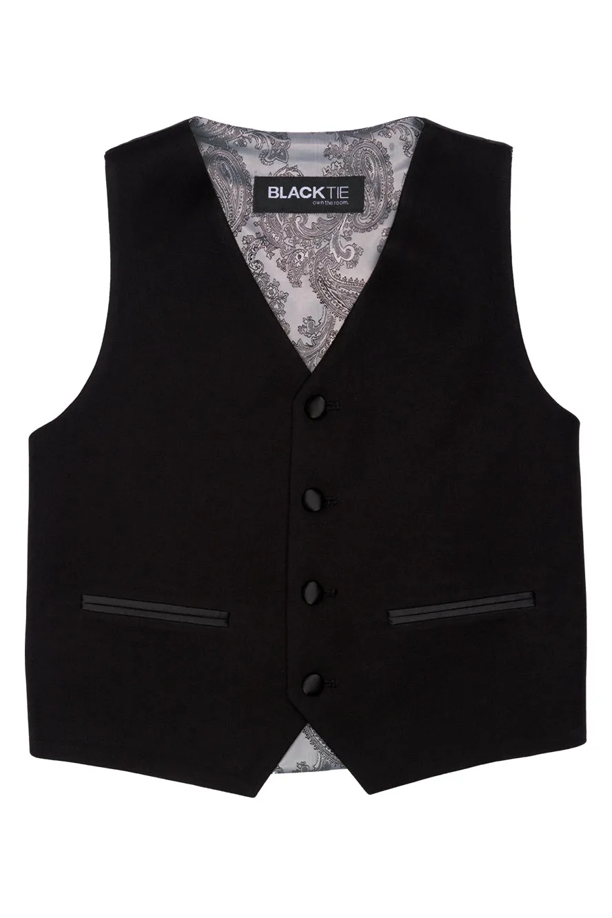 "Kingston" Kids Onyx Black Tuxedo (5-Piece Set)