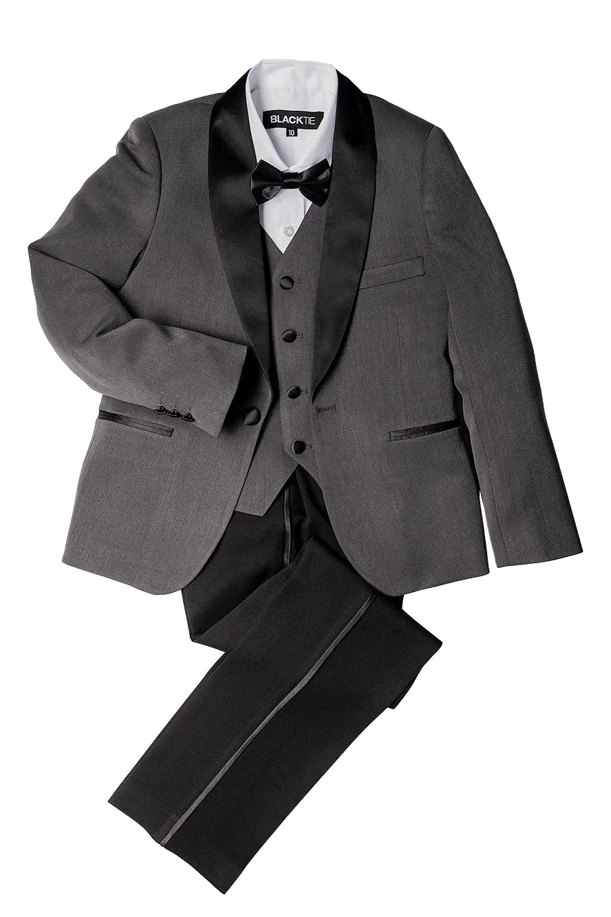 "London" Kids Charcoal Tuxedo (5-Piece Set)