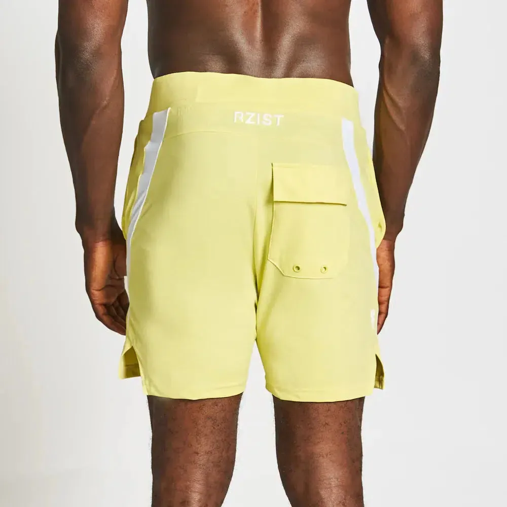 RZIST NEVER SETTLE MEN'S COMPETITION BOARD SHORTS CANARY YELLOW