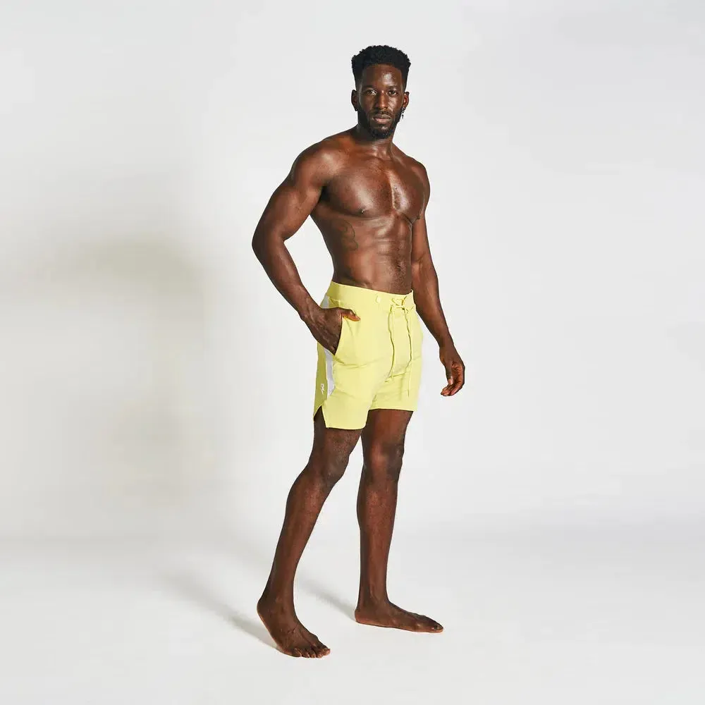 RZIST NEVER SETTLE MEN'S COMPETITION BOARD SHORTS CANARY YELLOW