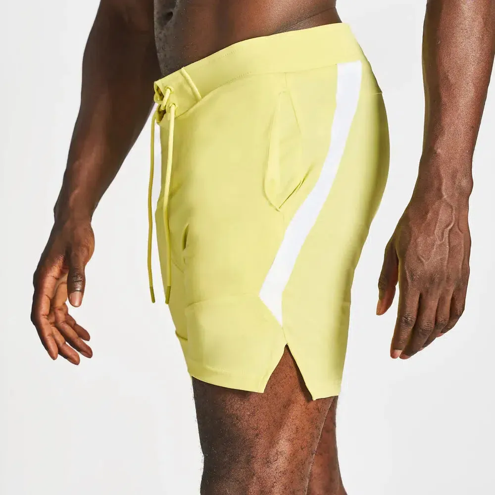 RZIST NEVER SETTLE MEN'S COMPETITION BOARD SHORTS CANARY YELLOW