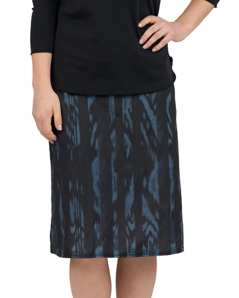 S19-APS-BI Blue Ikat Print A-Line Swim Skirt