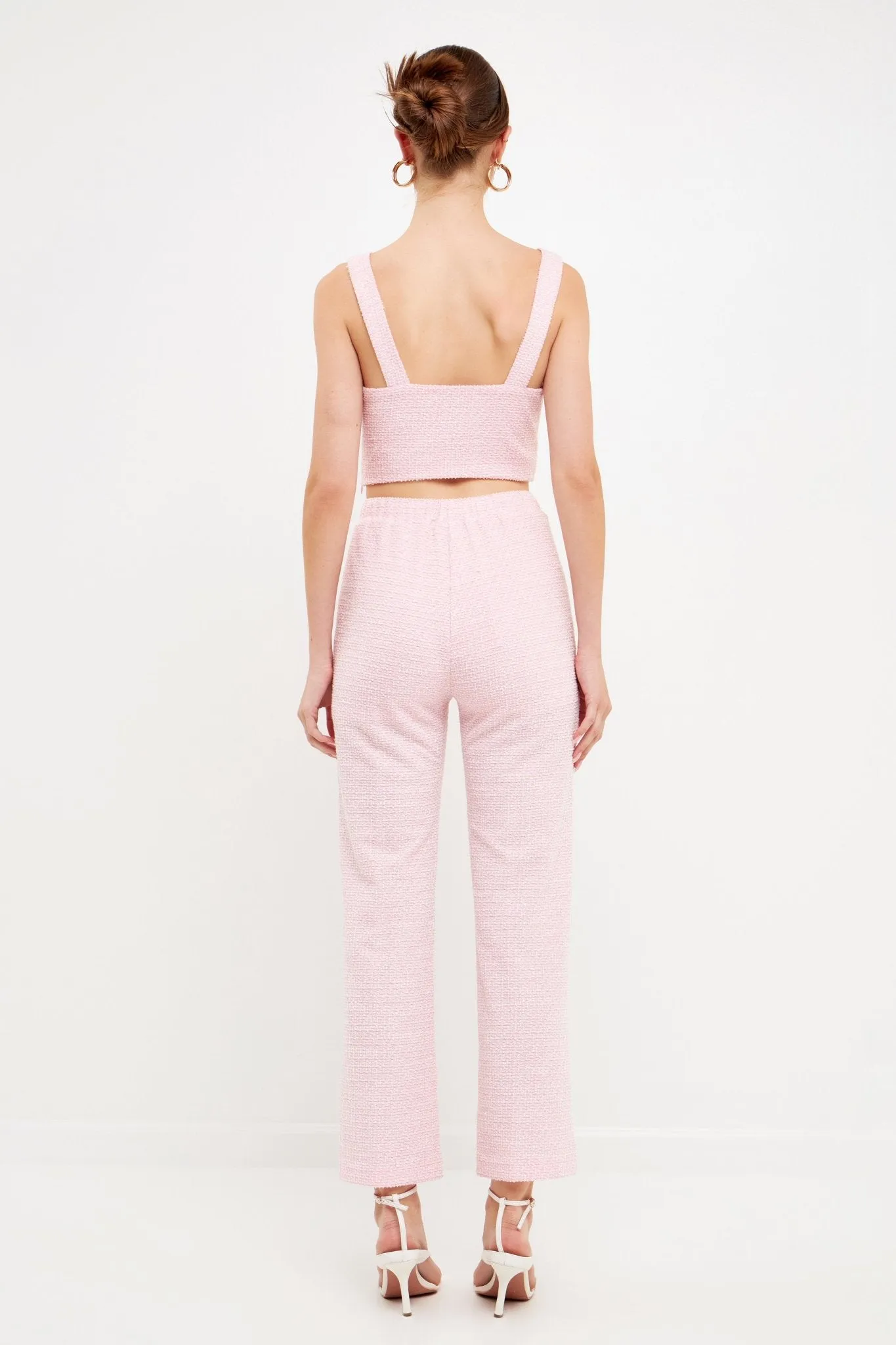 Stretch Tweed Pants Pink