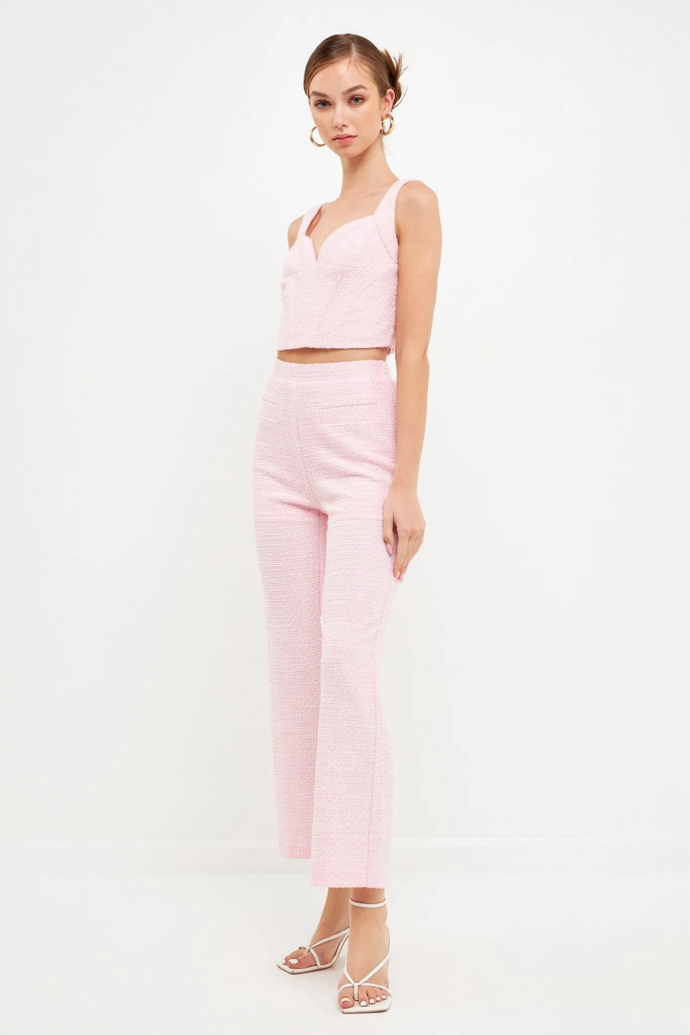 Stretch Tweed Pants Pink