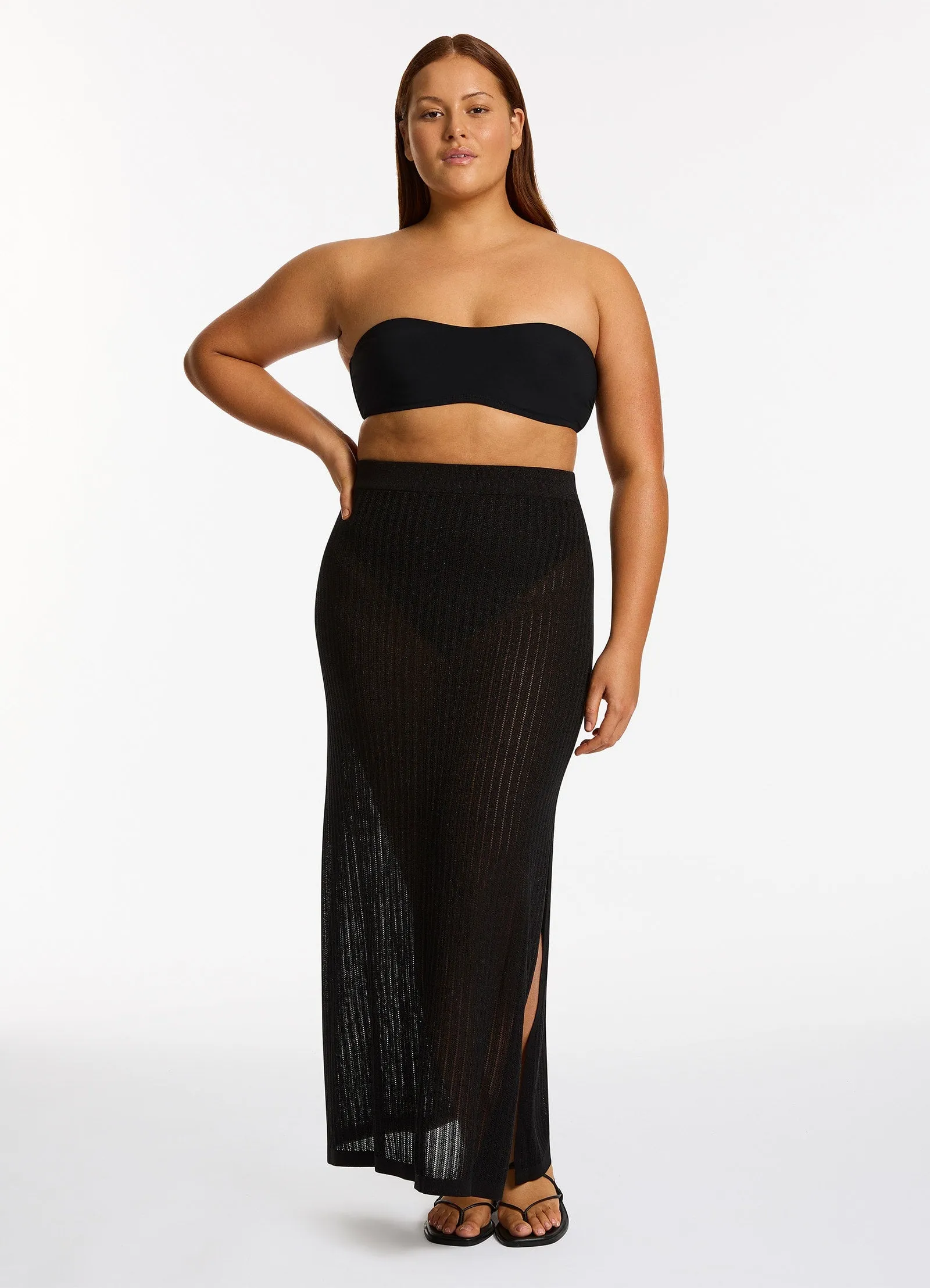 Tirari Nights Knit Maxi Skirt - Black