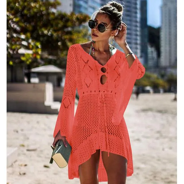 Women Knitted Beach Cover Up Bikini Swimsuit