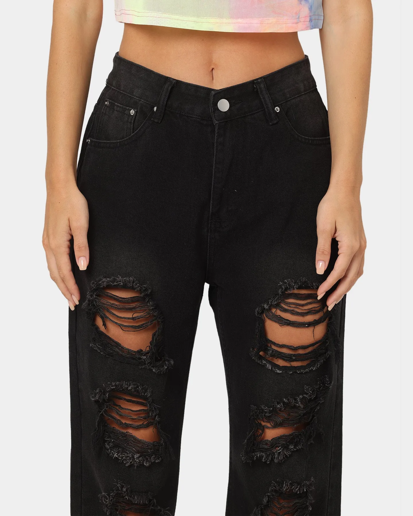 XXIII Women's Alina Baggy Rip Jeans Black