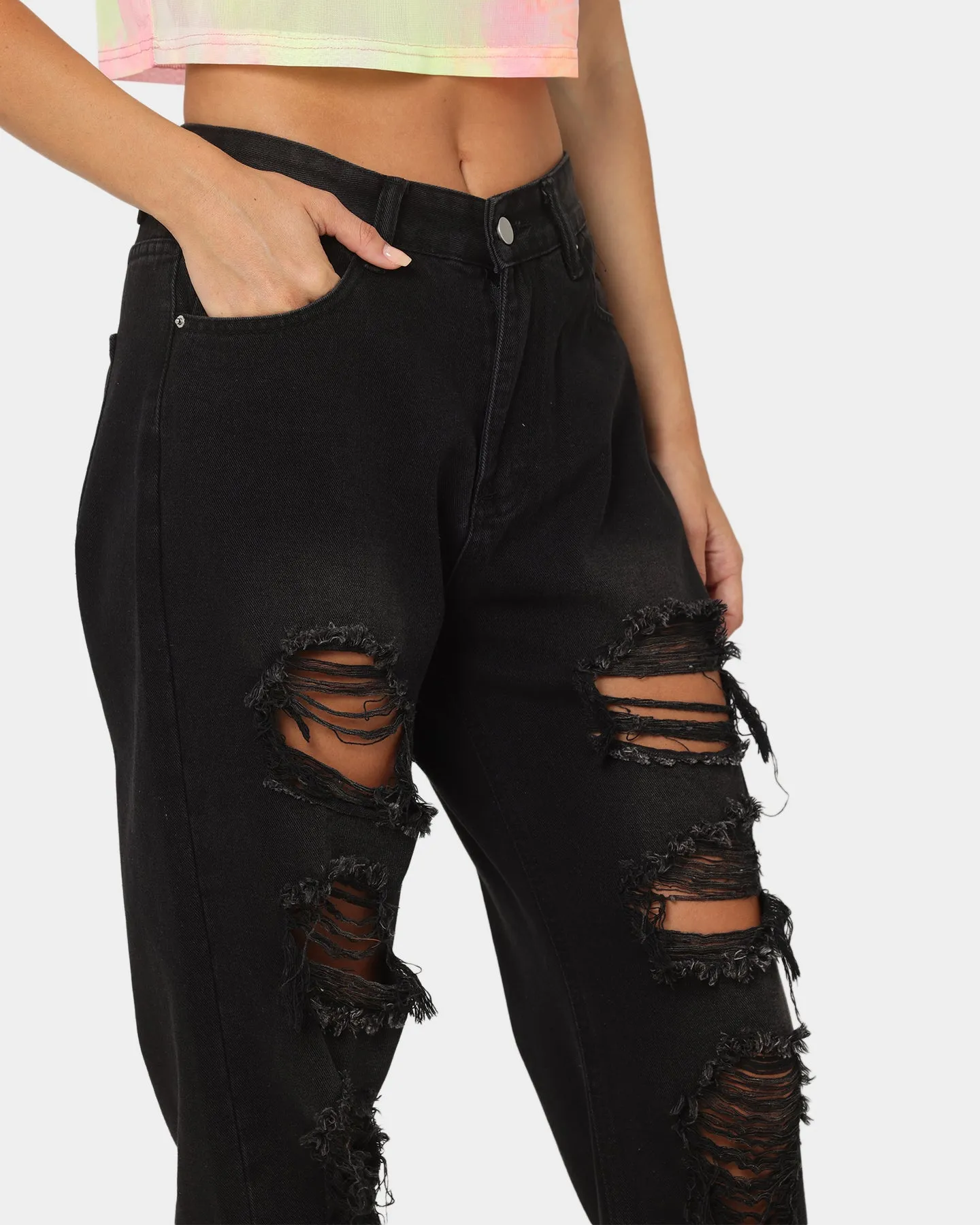 XXIII Women's Alina Baggy Rip Jeans Black