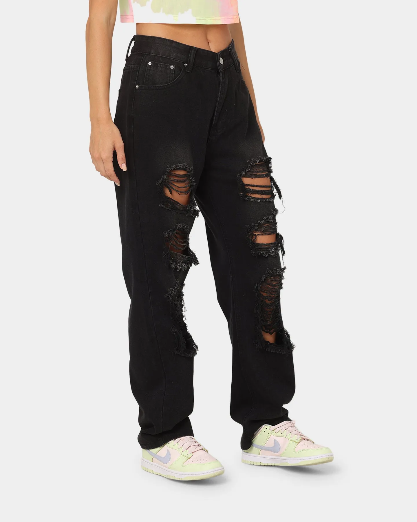 XXIII Women's Alina Baggy Rip Jeans Black