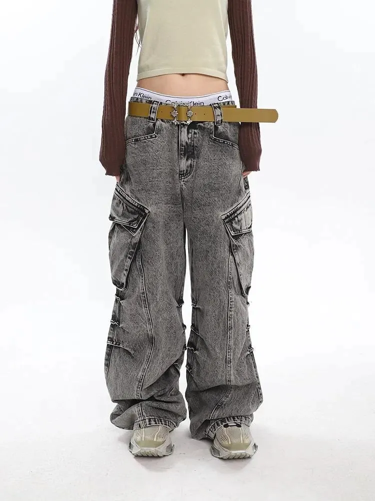 Y2K Distressed Big Pockets Cargo Jeans